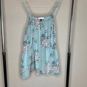Sweet Claire Sky Blue Floral Tank Top